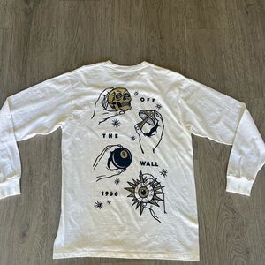 Mens VANS long sleeved T Shirt White Test Your Luck Long Sleeve Tee shirt sz med
